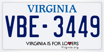 VA license plate VBE3449