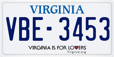 VA license plate VBE3453
