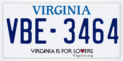 VA license plate VBE3464