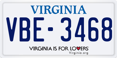 VA license plate VBE3468