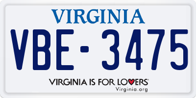 VA license plate VBE3475