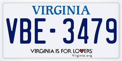 VA license plate VBE3479