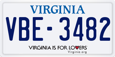 VA license plate VBE3482