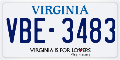 VA license plate VBE3483