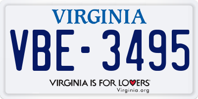 VA license plate VBE3495