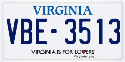 VA license plate VBE3513