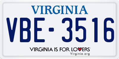 VA license plate VBE3516