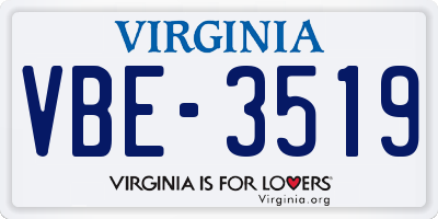 VA license plate VBE3519