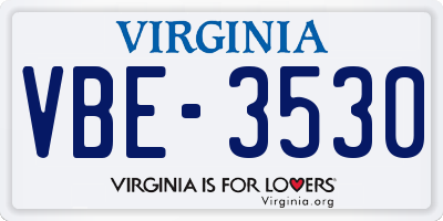 VA license plate VBE3530