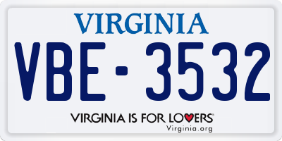VA license plate VBE3532