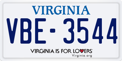 VA license plate VBE3544