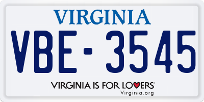 VA license plate VBE3545