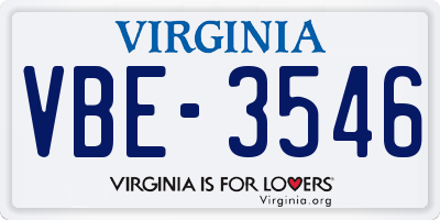 VA license plate VBE3546