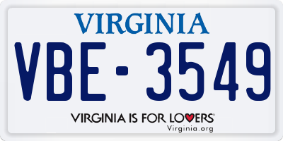 VA license plate VBE3549