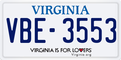 VA license plate VBE3553