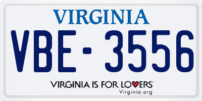 VA license plate VBE3556