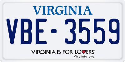 VA license plate VBE3559