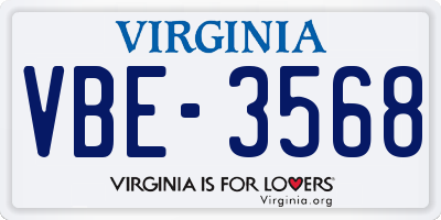 VA license plate VBE3568