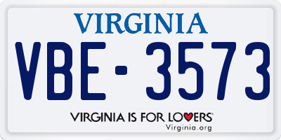 VA license plate VBE3573