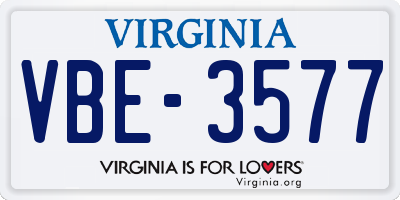 VA license plate VBE3577
