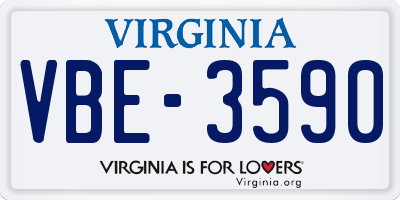VA license plate VBE3590
