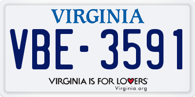 VA license plate VBE3591