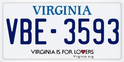 VA license plate VBE3593