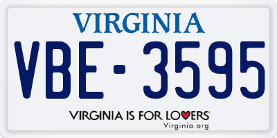VA license plate VBE3595
