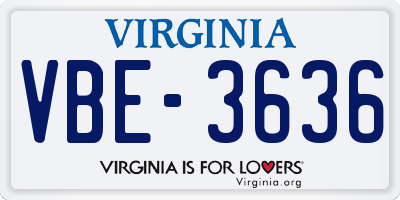VA license plate VBE3636