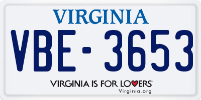 VA license plate VBE3653