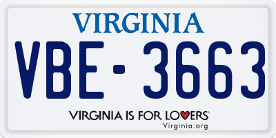 VA license plate VBE3663