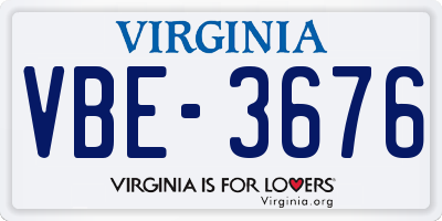 VA license plate VBE3676