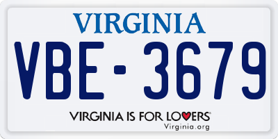 VA license plate VBE3679