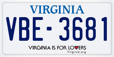 VA license plate VBE3681