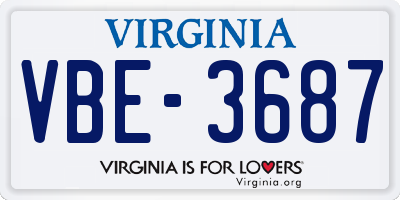 VA license plate VBE3687