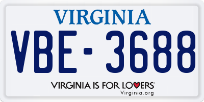 VA license plate VBE3688