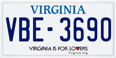 VA license plate VBE3690