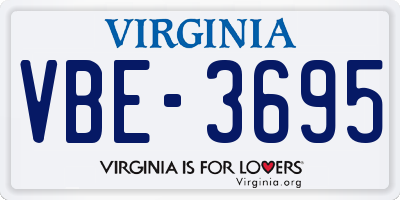 VA license plate VBE3695