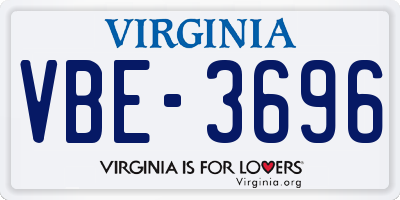 VA license plate VBE3696