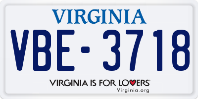 VA license plate VBE3718