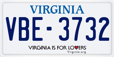 VA license plate VBE3732