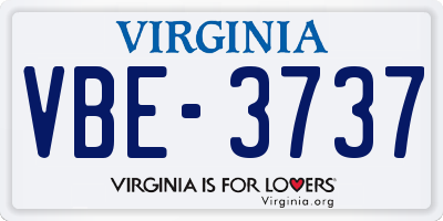 VA license plate VBE3737