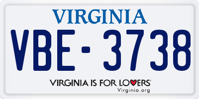 VA license plate VBE3738