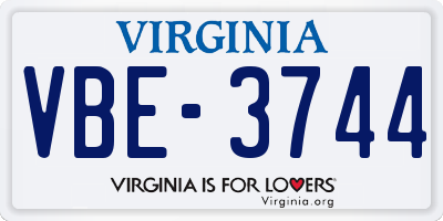 VA license plate VBE3744