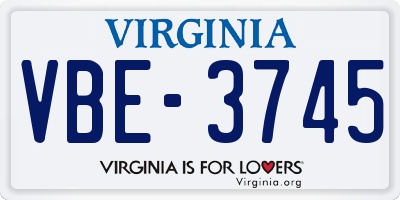VA license plate VBE3745