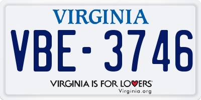 VA license plate VBE3746