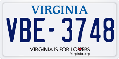 VA license plate VBE3748