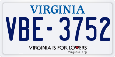 VA license plate VBE3752