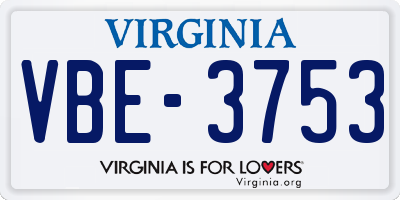 VA license plate VBE3753