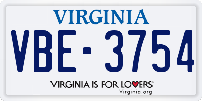 VA license plate VBE3754